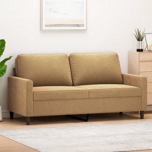 vidaXL Sofa 2-osobowa, brązowa, 140 cm, tapicerowana aksamitem 1