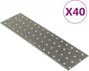 vidaXL Płytki perforowane, 40 szt., 2 mm, 300x80 mm, stal ocynkowana 1