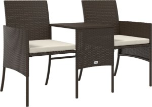 vidaXL 2-os. sofa ogrodowa ze stolikiem i stołkami, brąz, polirattan 5