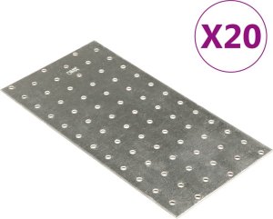 vidaXL vidaXL Płytki perforowane, 20 szt., 2 mm, 240x120 mm, stal ocynkowana 1