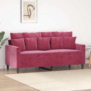 vidaXL vidaXL Sofa 2-osobowa, winna czerwień, 140 cm, tapicerowana aksamitem 1