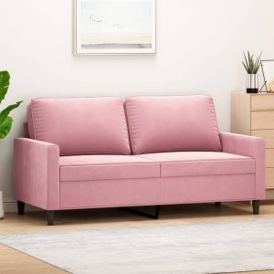 vidaXL vidaXL Sofa 2-osobowa, różowy, 140 cm, tapicerowana aksamitem 1