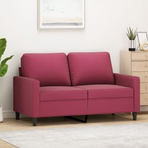 vidaXL vidaXL Sofa 2-osobowa, winna czerwień, 120 cm, tapicerowana aksamitem 1