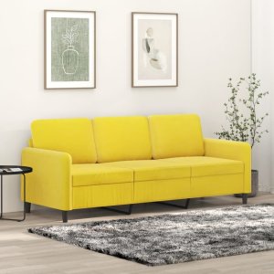 vidaXL Sofa 3-osobowa, żółty, 180 cm, tapicerowana aksamitem 1