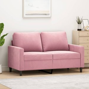 vidaXL vidaXL Sofa 2-osobowa, różowy, 120 cm, tapicerowana aksamitem 1