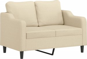 vidaXL 2-osobowa sofa z poduszkami, kremowa, 120 cm, tkanina 4