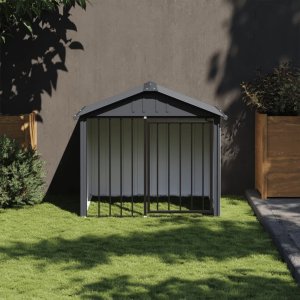 vidaXL Buda dla psa, z dachem, czarna, 117x103x102 cm, stal 1