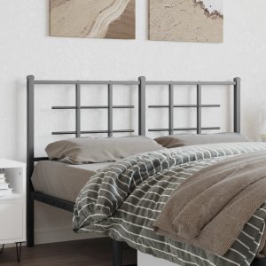 vidaXL vidaXL Metalowe wezgłowie, czarne, 140 cm 1