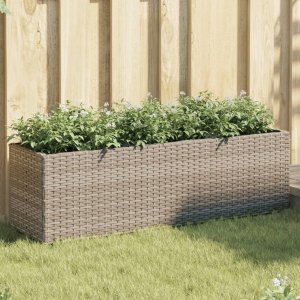 vidaXL vidaXL Donica ogrodowa z 3 wkładami, szara, 105x30x32 cm, rattan PE 1