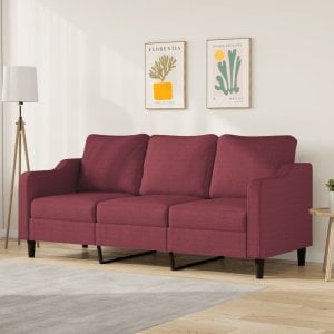 vidaXL vidaXL Sofa 3-osobowa, winna czerwień, 180 cm,tapicerowana tkaniną 1