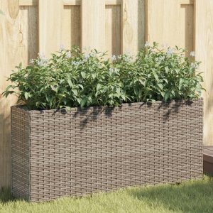 vidaXL vidaXL Donica ogrodowa z 2 wkładami, szara, 90x20x40 cm, rattan PE 1