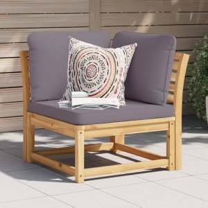 vidaXL VidaXL Patio Sofa Corner with Cushions 28.7"x28.7"x25.6" Solid Wood Acacia 1