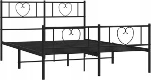 vidaXL VidaXL Metal Bed Frame with Headboard and Footboard Black 59.1"x78.7" 3
