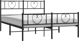 vidaXL VidaXL Metal Bed Frame with Headboard and Footboard Black 59.1"x78.7" 9