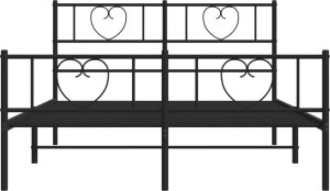vidaXL VidaXL Metal Bed Frame with Headboard and Footboard Black 59.1"x78.7" 10