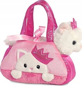 Wisdom Publications,U.S. AURORA Fancy Pals Plush Princess Cat in a pink bag, 20 cm 1