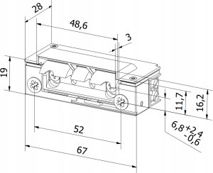 Łucznik Elektrozaczep HARTTE XS12RM-C seria XS 12V DC rew. z monitoringiem i wyślizgiem 4
