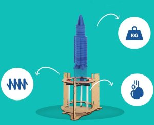 WOODEN CITY Smartivity Drewniane Mechaniczne Puzzle 3D - Wystrzałowa Rakiet Kosmiczna 3