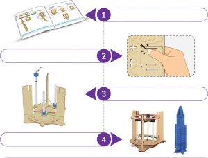 WOODEN CITY Smartivity Drewniane Mechaniczne Puzzle 3D - Wystrzałowa Rakiet Kosmiczna 5
