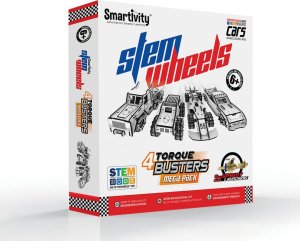 WOODEN CITY Smartivity Drewniane Mechaniczne Puzzle 3D - Zestaw 4 Samochodów 3