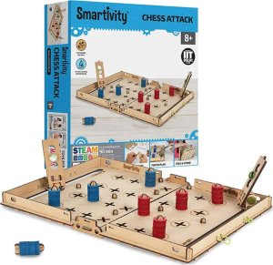 WOODEN CITY Smartivity Drewniane Mechaniczne Puzzle 3D - Atak Szachowy 7