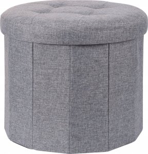 Home Styling Collection Pufa z pikownym siedziskiem OTTOMAN, Ø 45 x 39 cm, kolor szary 2