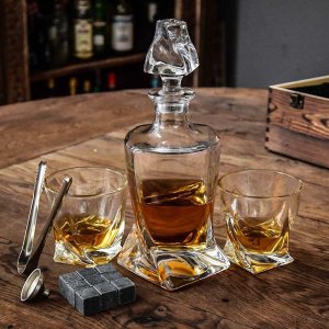 Glasmark Zestaw TWISTED do Whisky: Karafka + Dwie Szklanki + Kamienie + Szczypce + Skrzynia 6