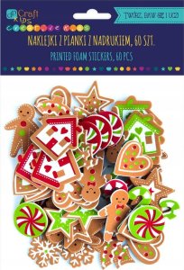 Dekoracja świąteczna BREWIS Naklejki z pianki z nadrukiem pierniczki.. 60szt 2