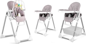 Krzesełko do karmienia ze stolikiem Nukido Belo wrzosowe 8