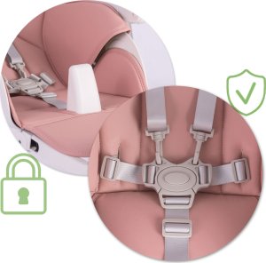 Ricokids Krzesełko do karmienia ze stolikiem Nukido Belo różowe + pałąk z zabawkami 11