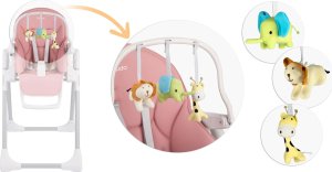 Ricokids Krzesełko do karmienia ze stolikiem Nukido Belo różowe + pałąk z zabawkami 8