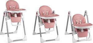 Ricokids Krzesełko do karmienia ze stolikiem Nukido Belo różowe + pałąk z zabawkami 10