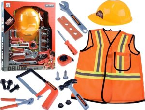 Woopie Duży Zestaw Budowlańca Majsterkowicza Narzędzia Odblaskowa Kamizelka Kask 2