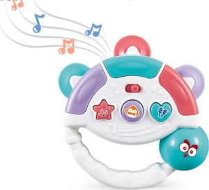 Fisher Price Grzechotka Interaktywna Tamburyn Dźwięki Kształty Muzyczna Zabawka Kolorowa 2
