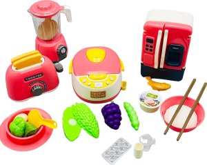 LeanToys Zestaw Kuchenny Gotowanie Lodówka Sokowirówka Toster Akcesoria Kuchenne 2