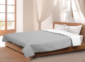 PIRUU Narzuta dwustronna pikowana szaro-biała 160x200 cm Medicline 3