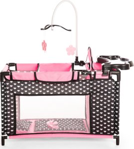 Bayer Bayer Łóżeczko dla lalki z akcesoriami czarne z różową kokardką 62660AA 3