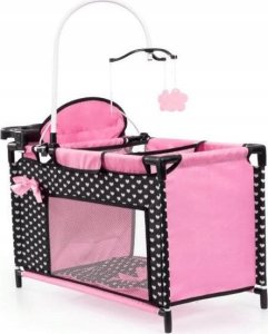 Bayer Bayer Łóżeczko dla lalki z akcesoriami czarne z różową kokardką 62660AA 5