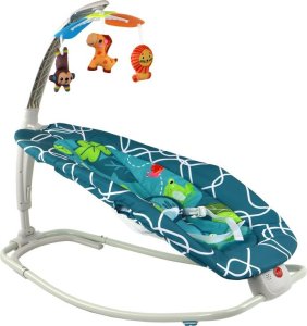 LeanToys Leżaczek Bujaczek 2w1 Dziecięcy Bujak Fotelik Dźwięki Wibracje Żabka 2