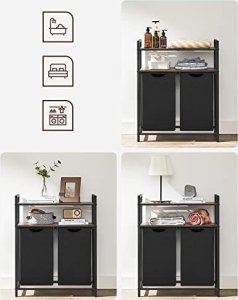 Kosz na pranie Vasagle Kosz Na Bieliznę, Kosz Na Pranie, Sortownik Na Pranie Z 2 Wysuwanymi I Wyjmowanymi Workami, 2 Półki Do Przechowywania, Pojemność 5