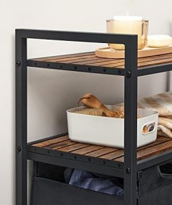 Kosz na pranie Vasagle Kosz Na Bieliznę, Kosz Na Pranie, Sortownik Na Pranie Z 2 Wysuwanymi I Wyjmowanymi Workami, 2 Półki Do Przechowywania, Pojemność 7