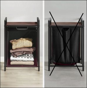 Kosz na pranie Vasagle Kosz Na Pranie, Kosz Na Pranie, Wysuwana I Wyjmowana Torba Na Pranie, Półka, Metalowa Rama, 65 L, 50 X 33 X 72 Cm, Rustykalny Br 11