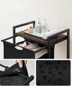 Kosz na pranie Vasagle Kosz Na Pranie, Kosz Na Pranie, Wysuwana I Wyjmowana Torba Na Pranie, Półka, Metalowa Rama, 65 L, 50 X 33 X 72 Cm, Rustykalny Br 18