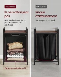 Kosz na pranie Vasagle Kosz Na Pranie, Kosz Na Pranie, Wysuwana I Wyjmowana Torba Na Pranie, Półka, Metalowa Rama, 65 L, 50 X 33 X 72 Cm, Rustykalny Br 19