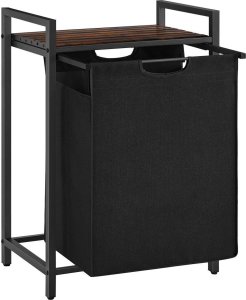 Kosz na pranie Vasagle Kosz Na Pranie, Kosz Na Pranie, Wysuwana I Wyjmowana Torba Na Pranie, Półka, Metalowa Rama, 65 L, 50 X 33 X 72 Cm, Rustykalny Br 2