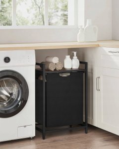 Kosz na pranie Vasagle Kosz Na Pranie, Kosz Na Pranie, Wysuwana I Wyjmowana Torba Na Pranie, Półka, Metalowa Rama, 65 L, 50 X 33 X 72 Cm, Rustykalny Br 3