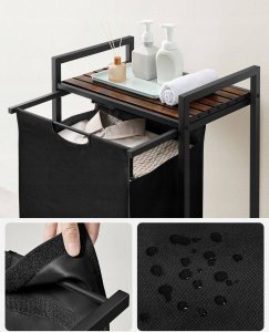 Kosz na pranie Vasagle Kosz Na Pranie, Kosz Na Pranie, Wysuwana I Wyjmowana Torba Na Pranie, Półka, Metalowa Rama, 65 L, 50 X 33 X 72 Cm, Rustykalny Br 5