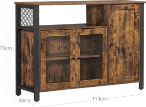 LivinHill Szafka Bufetowa, Kredens, Szafka Podłogowa Z Przezroczystymi Drzwiami, Rustykalny Ulsc096b01 13