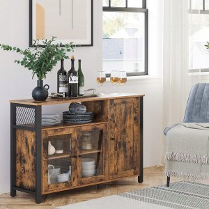 LivinHill Szafka Bufetowa, Kredens, Szafka Podłogowa Z Przezroczystymi Drzwiami, Rustykalny Ulsc096b01 8