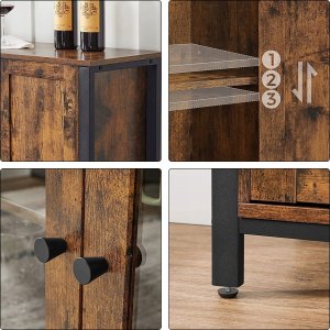 LivinHill Szafka Bufetowa, Kredens, Szafka Podłogowa Z Przezroczystymi Drzwiami, Rustykalny Ulsc096b01 10